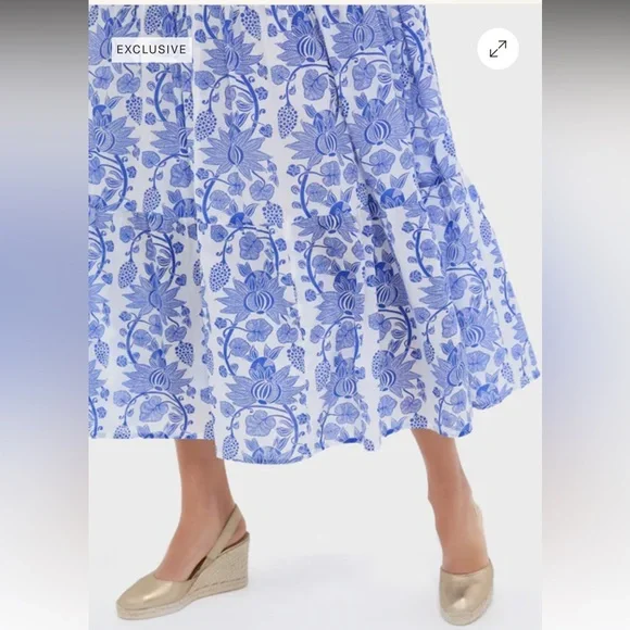 Tuckernuck Ro's Garden Bluefanny Rio Maxi Midi Dress Long Sleeve Boho blue white - Picture 8 of 16